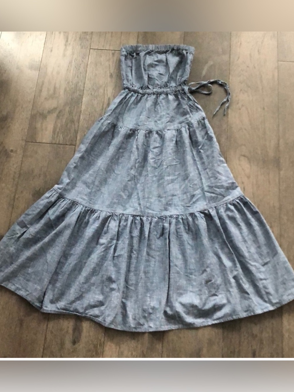 Gap strapless maxi cotton denim dress M tiered